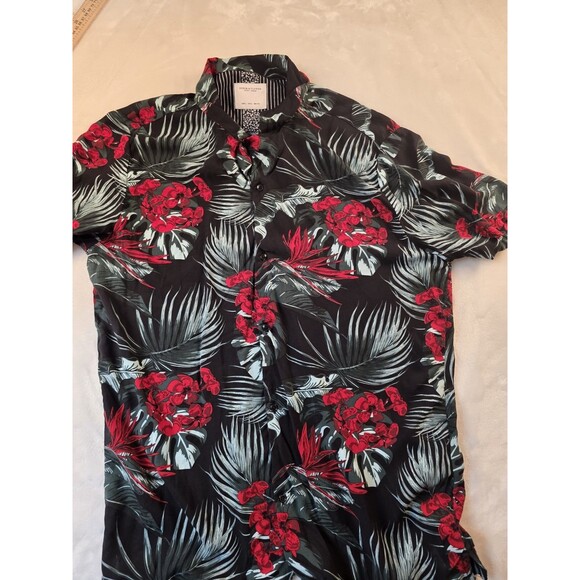 Denim‎ & Flower Men's Large Ricky Singh Floral Paisley Short Sleeve Shirt - Picture 2 of 6